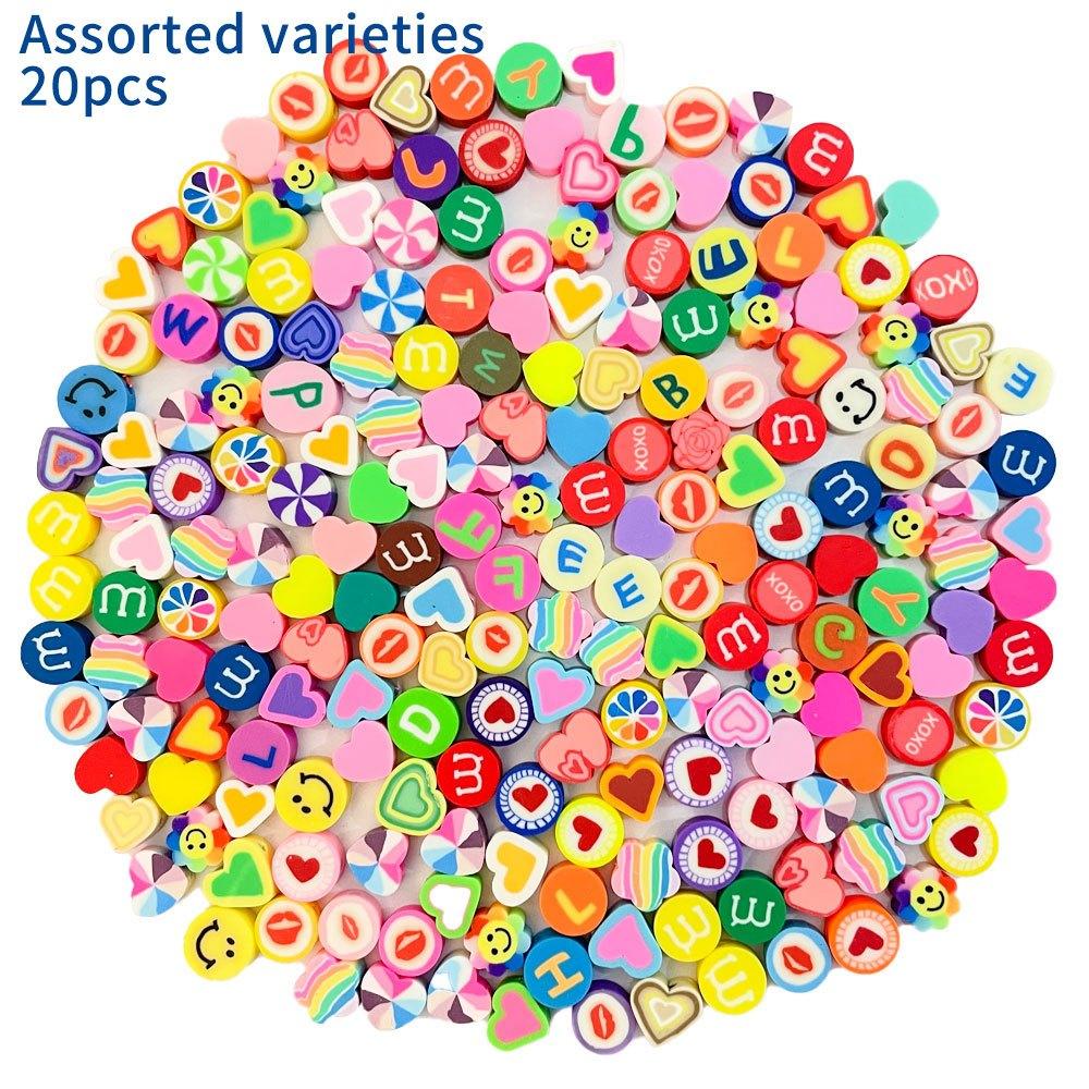 

20/30 кусочков мягкого керамического материала, случайные цвета, декоративные бусины в форме сердца, бусины-разделители, браслеты своими руками, ожерелья, серьги, брелки, 20pcs