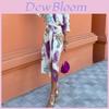 Abstract Pattern Casual Dress Set With Tie Details For Women Spring