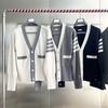 TB Unisex V-Neck Knit Cardigan - Autumn/Winter Colorblock Sleeves with Four Stripes, Slim Fit, Fairy Style.