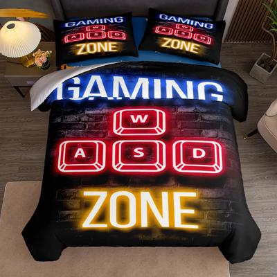 Gaming Zone Neon Duvet Cover Set Single Twin Double Queen King Super King Size Bed Linen Set