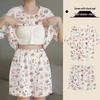 Korean Style Women's Cartoon Pajamas Set with Built-in Bra - Short-Sleeved, Loose, Plus Size, Summer Homewear