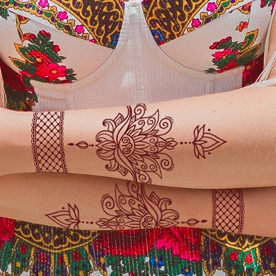 Yousheng Temporary Tattoo Sticker, Flower Lace Lotus Pattern Fake Tattoos for Women Men, Waterproof DIY Face Arm Leg Body Art Decoration