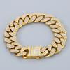 Hip-Hop Heavy Cuban Link Chain Set Man Bracelet Necklace Luxury Gold Color Stainless Steel & Full CZ Men's Necklace & Bracelets Sets