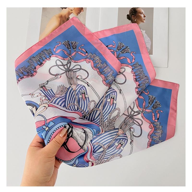 Women Korean Style Knot Print Versatile Small Square Scarf Fashion Decorative Neck Scarf