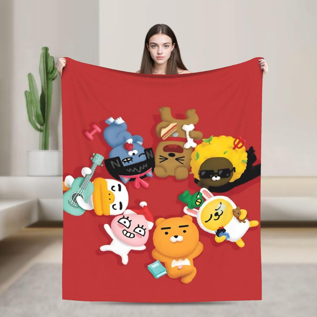 K-Kakaos F-Friends Tube Apeach Ryan Trio Blanket Quality Warm Throw Blanket Winter Picnic Home Decor Aesthetic Bedspread