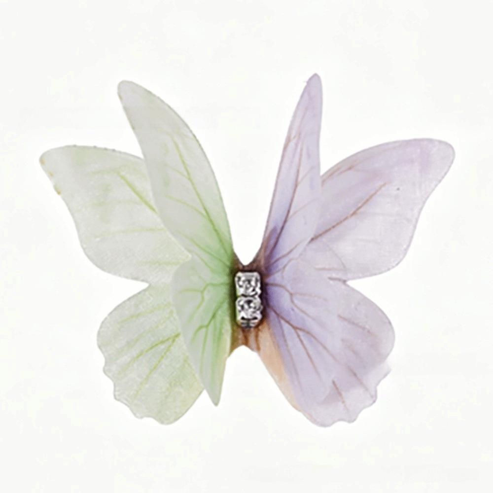 50Pcs Double-layer Chiffon Butterfly Embroidered Patches Bridal Hair Accessories