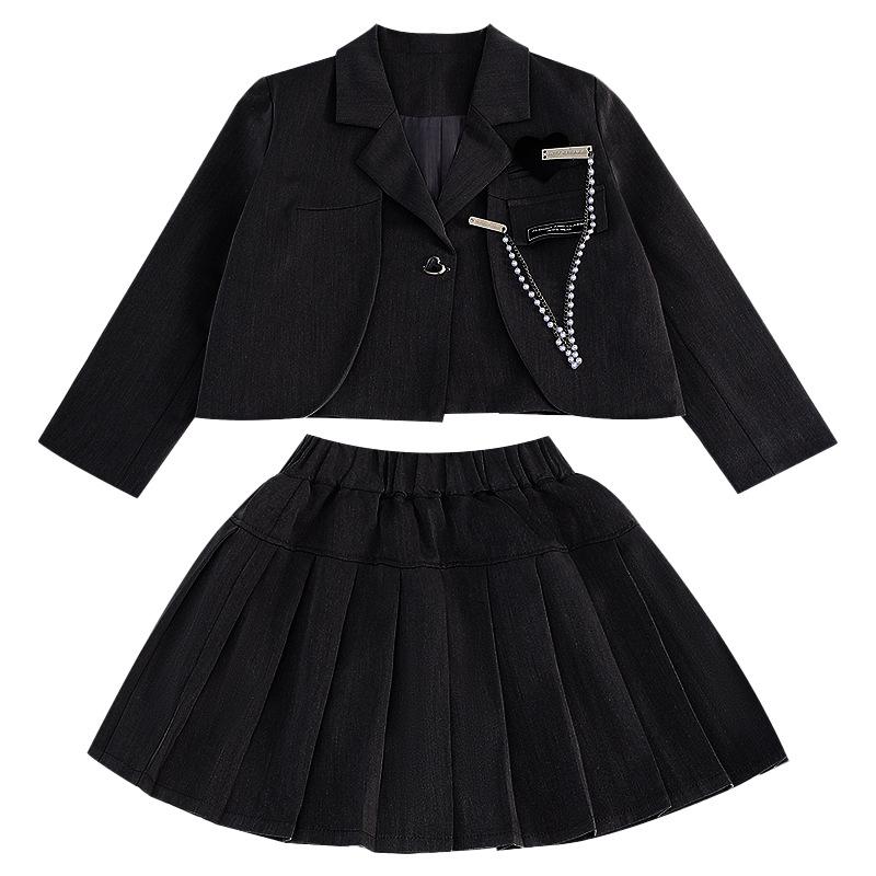 

Модный комплект юбки и пиджака в стиле JK для девочек 2025 года - Осенняя одежда в академическом стиле для учениц начальной школы 110 cm