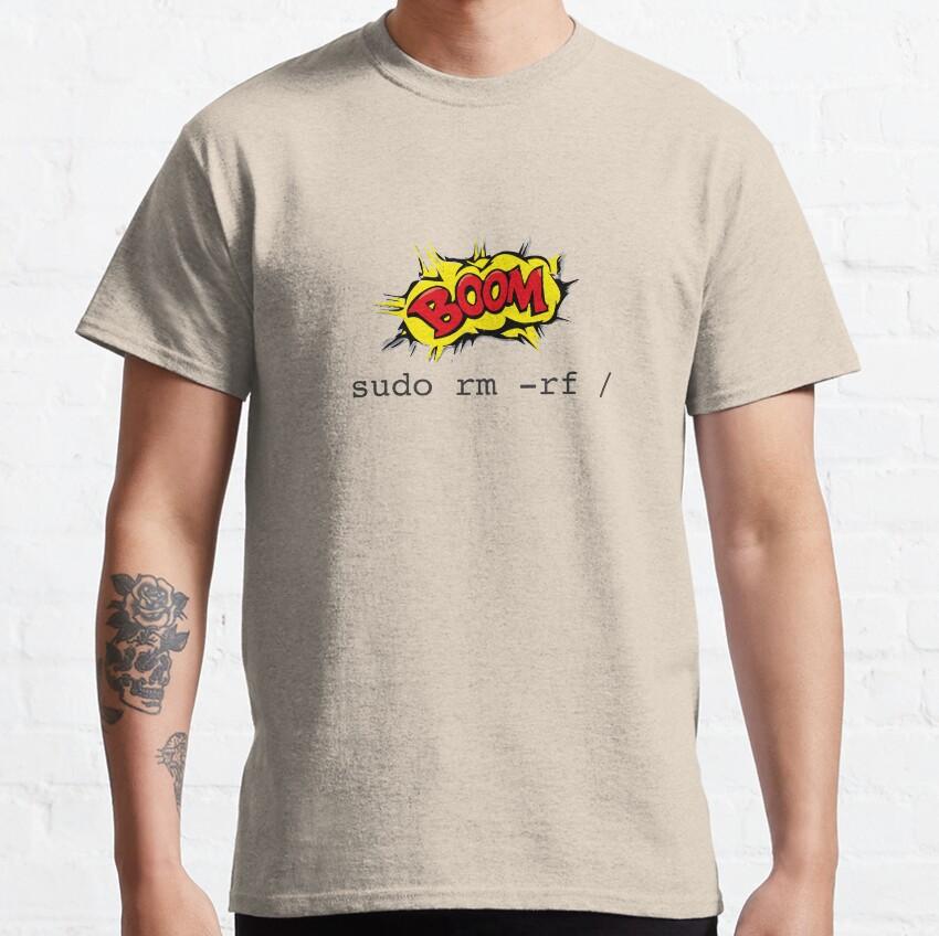 Sudo Rm -rf  GAME OVER Linux Command Geek Nerd Terminal Ubuntu Computer 100% Cotton Clothing Printed Plus Size T-Shirt for Man