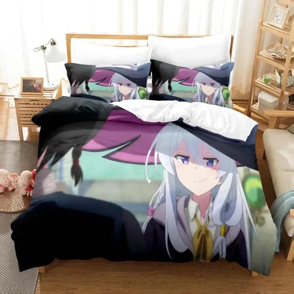 3D Print Anime Girl The Journey Of Elaina Bedding Set Duvet Cover Sheet Pillowcase Bed Full Queen King Size Comforter Bedroom