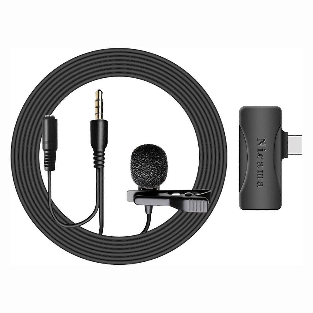 USB C Mic for Phones Noise Reduction Lavalier Microphone for Smartphone