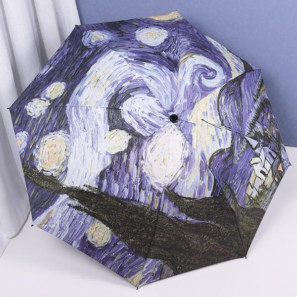 

Складной ветрозащитный зонтик Ван Гог, картина маслом, зонтик от солнца, женский зонт, уличный солнцезащитный зонт
