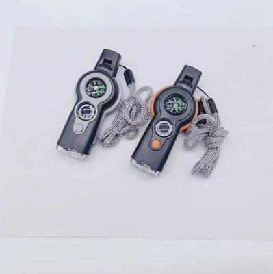 7-in-1 LED Light Survival Whistle with Thermometer & Compass