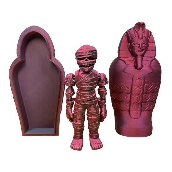 

Фигурка мумии фараона, напечатанная на 3D-принтере, с подвижными суставами, статуя мумии, шарнирная скульптура, модель, игрушка, украшение для дома, офиса, рабочего стола S