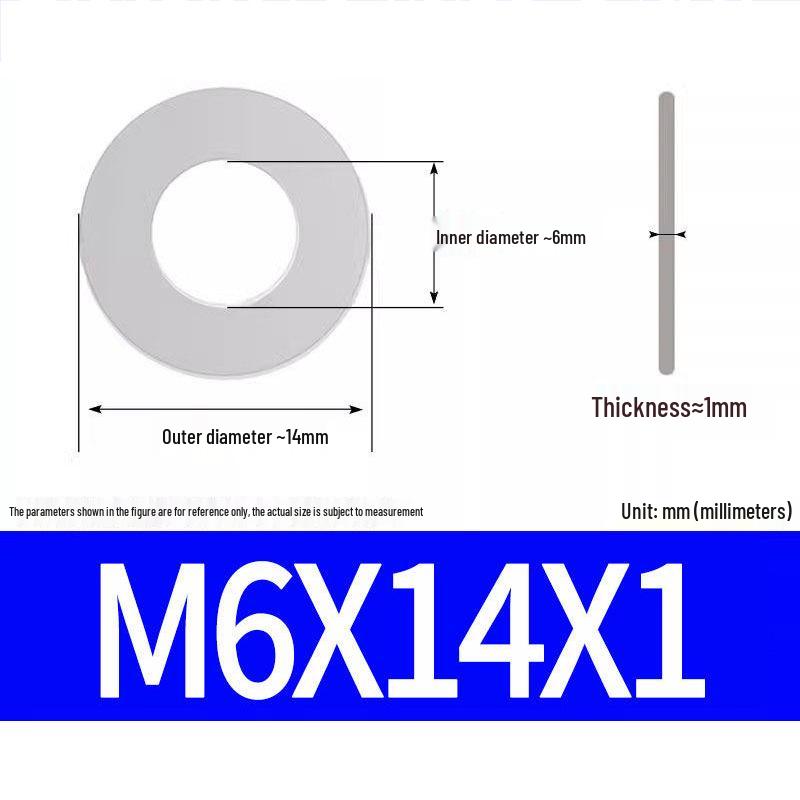 304 Stainless Steel Ultra-Thin Flat Washer, Thickness: 0.1/0.2/0.3/0.4/0.5 Mm, Sizes M1-M8