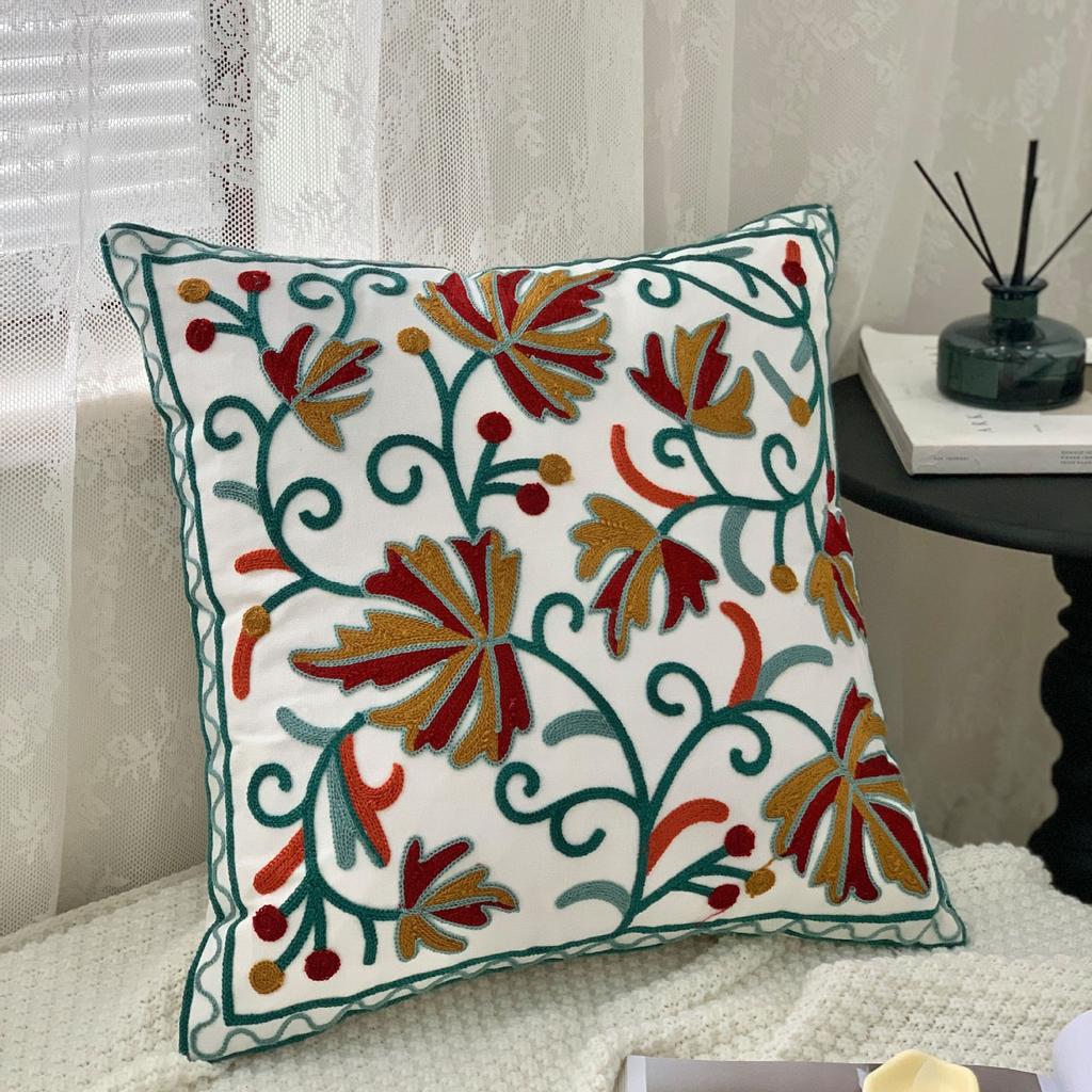 Faunus Peach Skin Retro Floral Cushion Cover 2D Print Suzani Style Decorative Pillowcase For Sofa Boho Home Decor Pillow Case