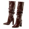 Patent Leather Over The Knee Chelsea Boots Women Shoes Chunky Heels Fashion Solid Sexy Thin High Heel Side Boots Female