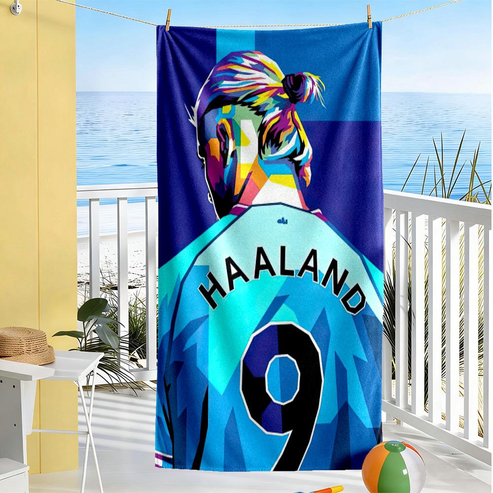 Haaland Enthusiasten Strandtuch Superweiche Mikrofaser Schnelltrocknendes Gewebe Bequem Leicht Geeignet für Schwimmen, Fitnessstudio, Camping, Yoga Urlaub