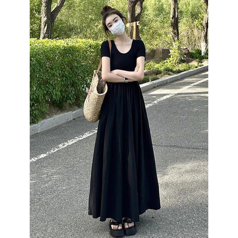 Plus Size High Waist Draping Slimming Long Skirt Dress for Chubby Girls - Casual and Versatile