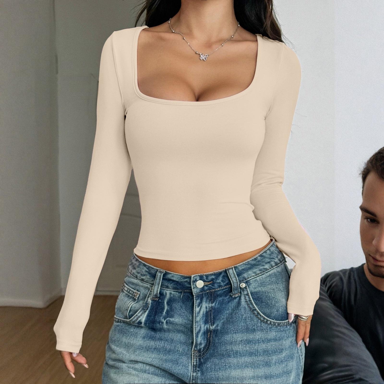 

Рубашки с длинным рукавом для женщин, милые футболки с графическим принтом, блузки, повседневные базовые топы больших размеров, пуловеры L бежевый