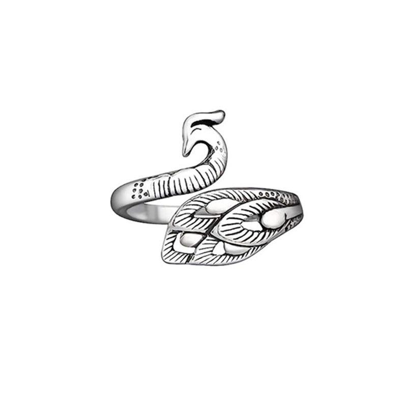 

Винтажное кольцо с рыбой Феникс серебряного цвета, регулируемые открытые кольца Phoenix серебряный
