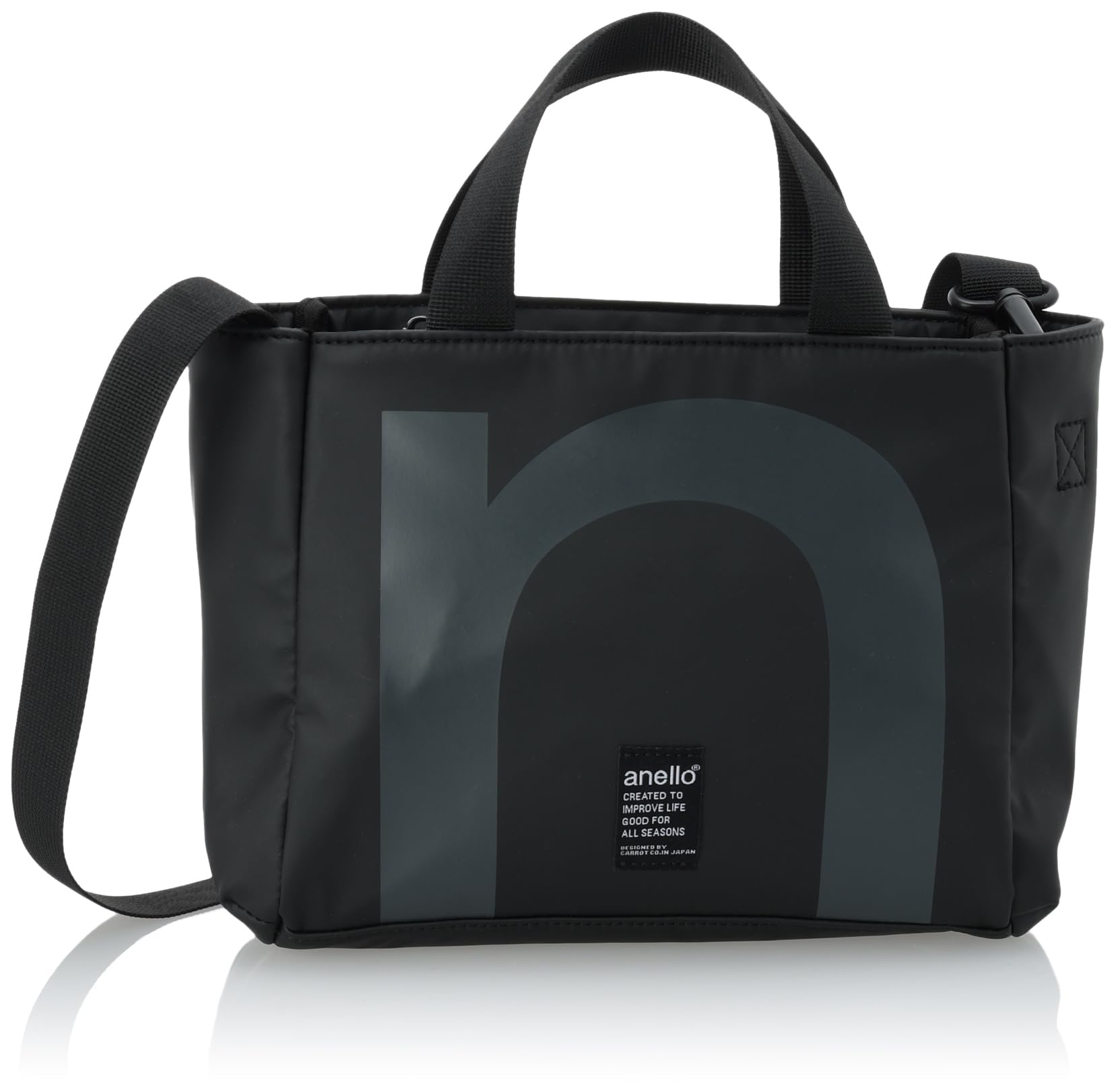 

2WAY Mini Tote Bag OVER LOGO AIS1202 BK [Anello]