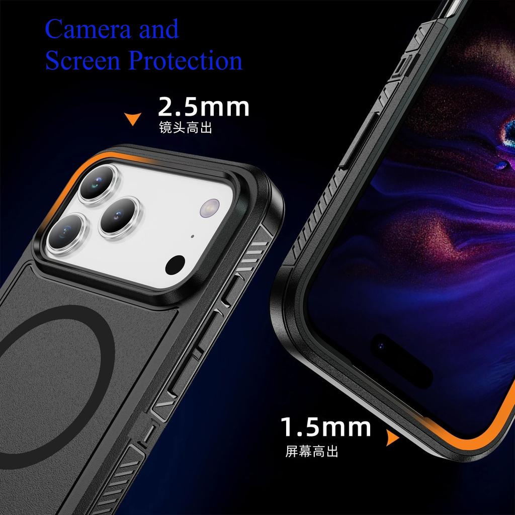 Military Heavy Duty Ott Armor Box Rugged Phone Case for IPhone 17Pro Max 16 15 14 13 Enhanced Anti-Drop Magnetic Charge Cover