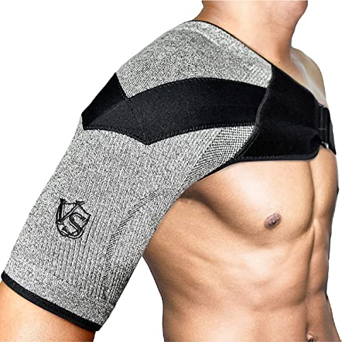 

VITAL SALVEO Compression Shoulder Sleeve Support Brace with Adjustable Strap, Unisex, for Left or Right Shoulder, CJ-7201 (1 Piece, for One Shoulder),