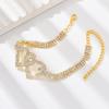 Factory Full Diamond Fashion Double Heart Anklet Summer Beach Jewelry Heart Rhinestone Anklet