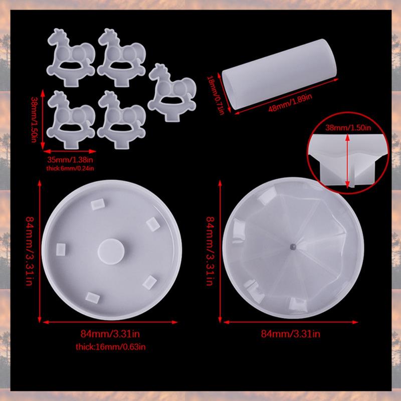 2025 Trend Crystal Glue Mold Carousel Silicone Mold Mirror Ornaments, Table Decorations, Pendant Mold