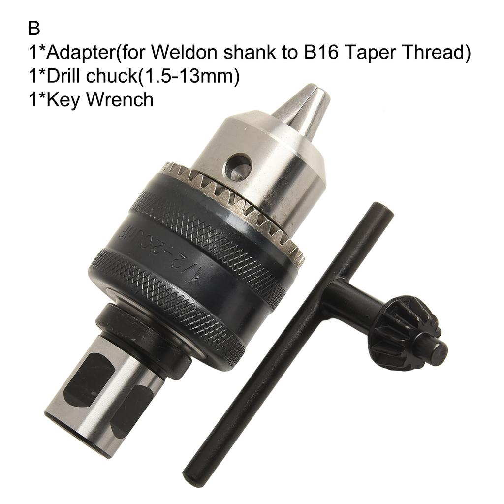 Adapter And Key Wrench Set Weldon Shank Adapter Drill Shank Adapter Clamping Range 3-16mm 3pcs Set Drill Chuck With Key
