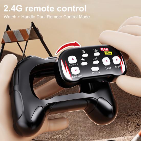 Remote Control Amphibious Off-road Car with LED Light 4WD Kids Electric 2.4GHz RC Stunt Truck Rechargeable Toddlers All-terrain Crawler Vehicle Toy