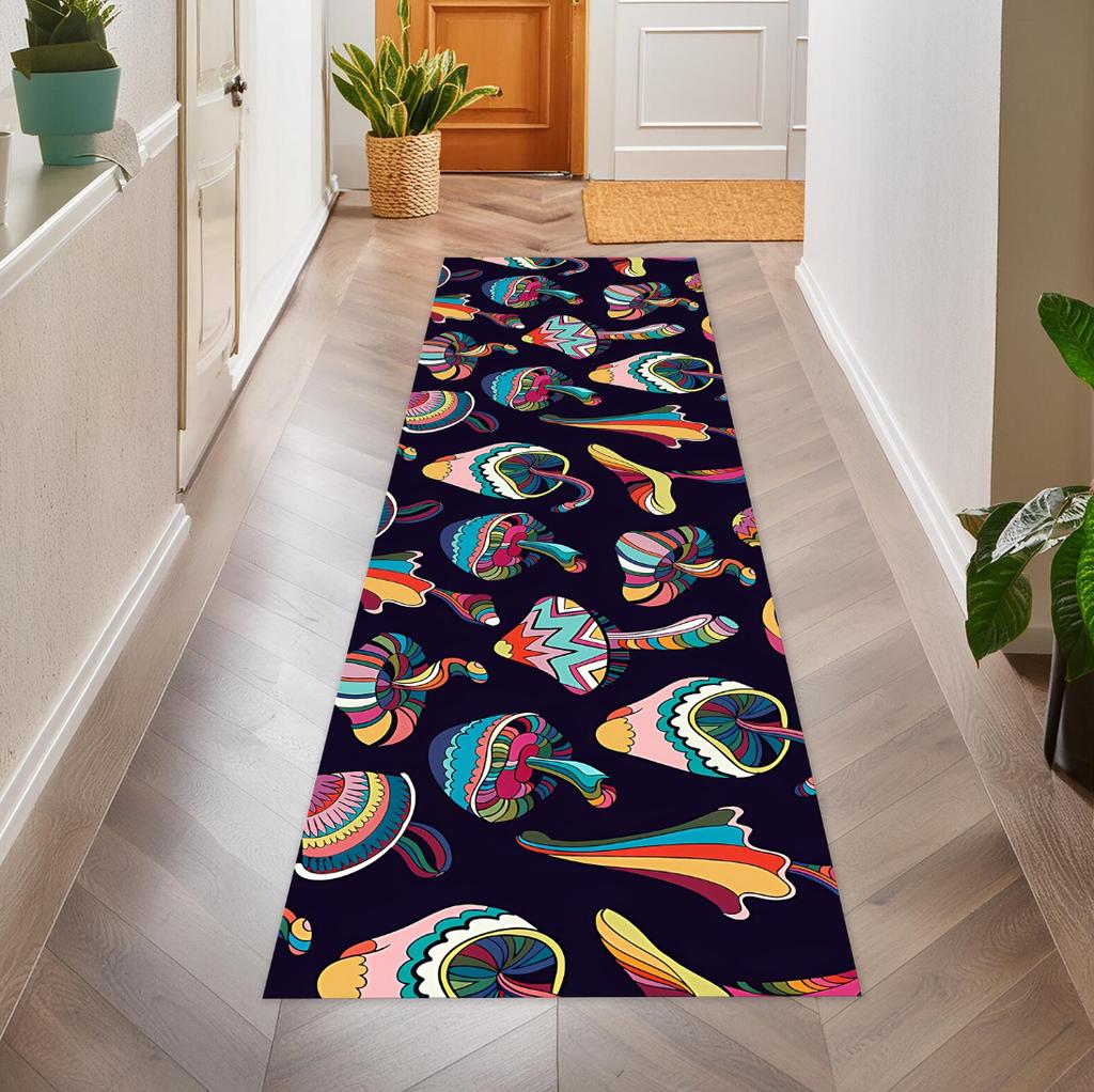 Pszichedelikus Művészet Absztrakt Mintás Futószőnyeg Merész Színkontraszt Kialakítás Retro Hippie Tökéletes Előszobához, Közlekedőhöz, Lakásdíszítéshez
