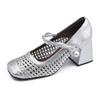 2025 summer new Mary Jane woven single shoes women wear high-end temperament single shoes women thick heels are not tired