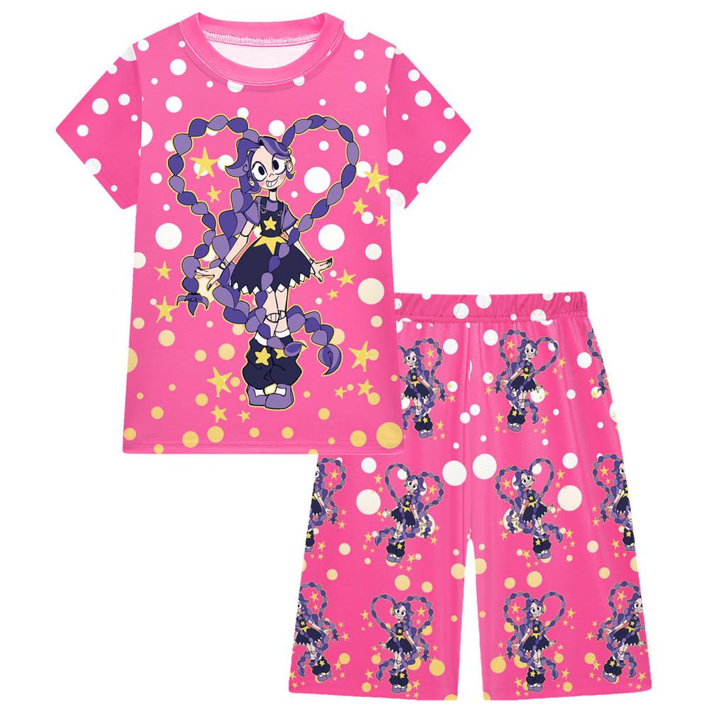19770 Kids Girls Lily Lovebraids Printed Casual Short Sleeves T-Shirt Pants Shorts Clothes Sets