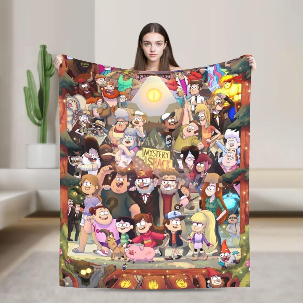 Gravitys Falls Blankets Bill Cipher Adventure Fleece Throw Blankets Summer Air Conditioning Decoration Lightweight Bedsprea ,