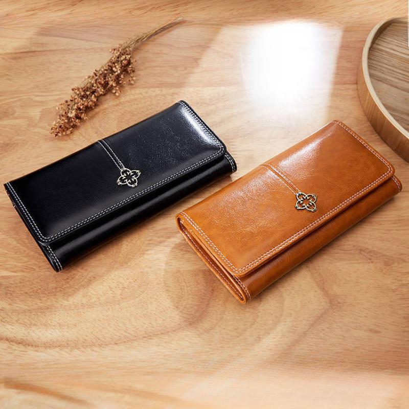 Piele PU de epocă Portofele lungi pentru femei Geantă pentru bani de capacitate mare Geantă pentru telefon mobil cu design nou, Suport pentru carduri multiple, Bancnote, Poșetă pentru monede