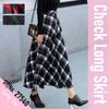 Belle Cie Check Korean Long Skirt, Long, Flared, Warm, Style, Skirt, Fluffy, Fall/Winter (ST/No. 27540) (XL, Red)