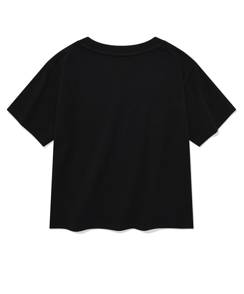 FALLETT [23Ss] Self-Love Crop Short Sleeve Tee Black