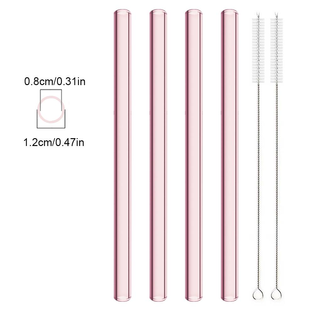 High Borosilicate Reusable Drinking Straw Eco Friendly Glass Straw for Bubble Tea Smoothies Bar Accessories Straw with Brush