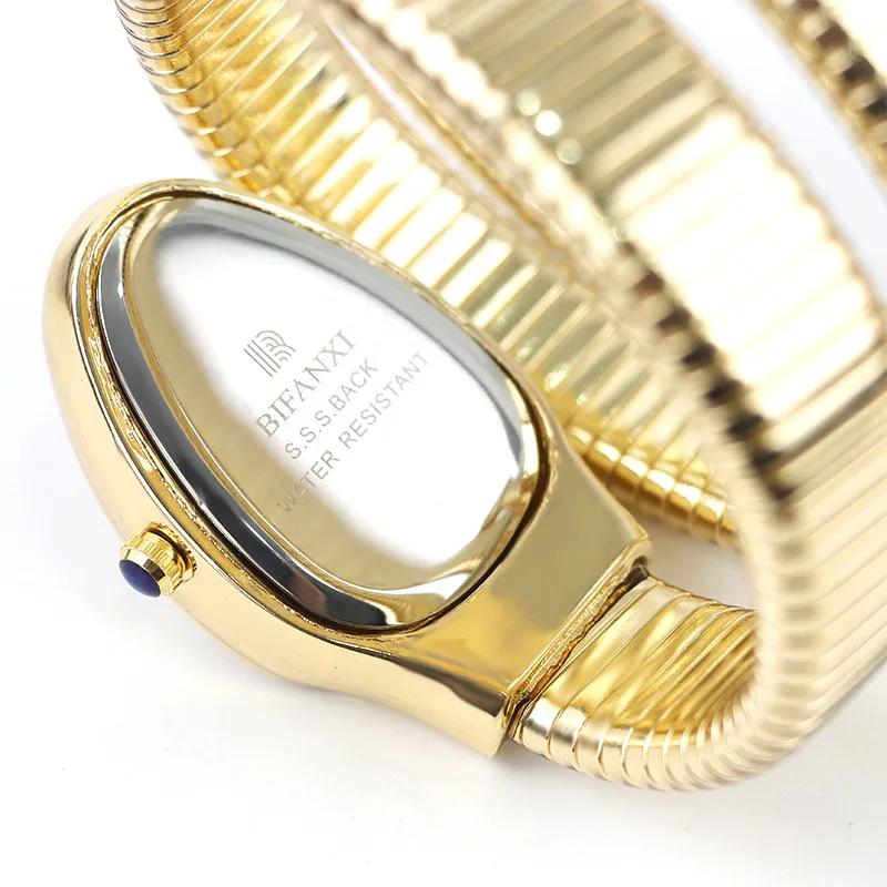 Diamond Gold Quartz Watch Women's Classic Snake Shape Watch Fashionable Elegant High Grade Women's Watch AAA Ladies Watch Girl