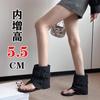 Korean Belt Buckle Sleeve Toe Flip-flops Shoes 2025 Spring and Summer New Casual Flat-bottomed Short Trousers Cool Boots Women