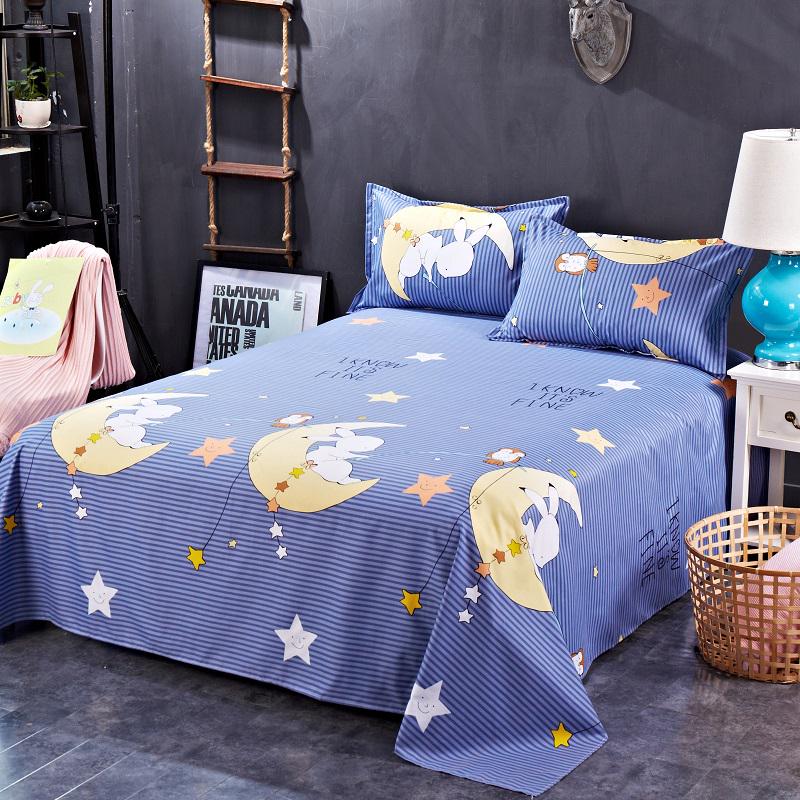 Washed Cotton Flat Sheets Summer Breathable Bedroom Bedding Mattress Cover Soft Minimalist Double Bed Sheet 180x230cm Household