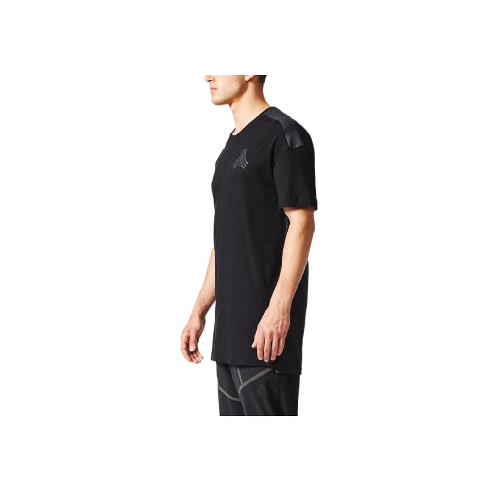 Adidas Logo Print Mid-Length Round Neck Short Sleeve T-Shirt Men Tops Black CE7168