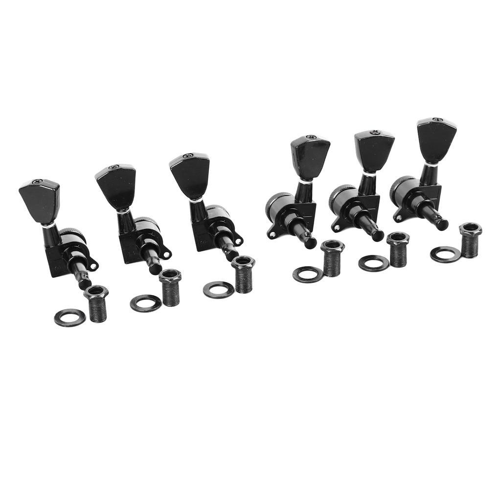 6PCS Guitar Locking Tuners Triangular Head String Tuning Key Pegs Machine Heads Replacement 3 Right 3 Left GC402A Black