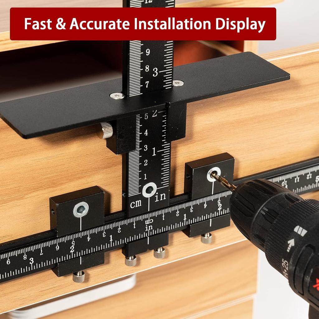 Cabinet Hardware Jig Tool Set for Handles and Pulls, Aluminum Alloy Cabinet Handle Template Jig Tool for Fast and Accurate Installation of Drawer