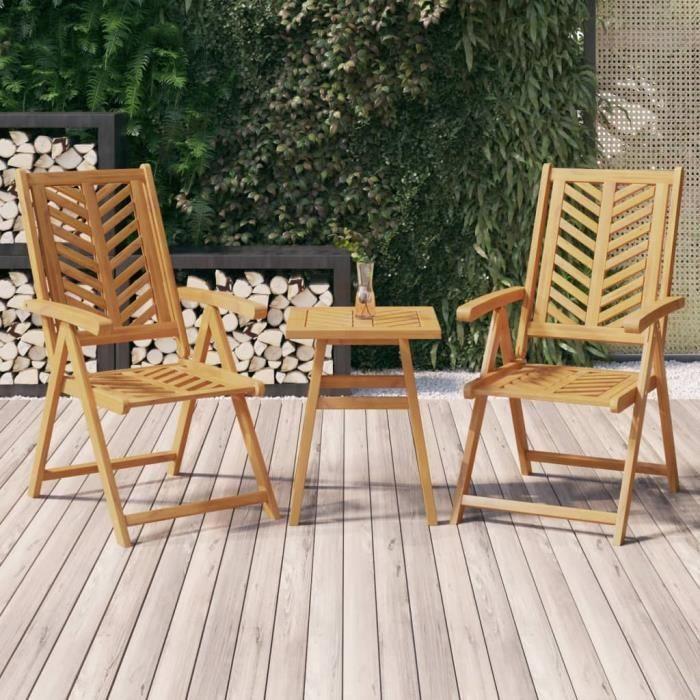 VidaXL Reclining Garden Chairs 2 Pcs Solid Acacia Wood 362231
