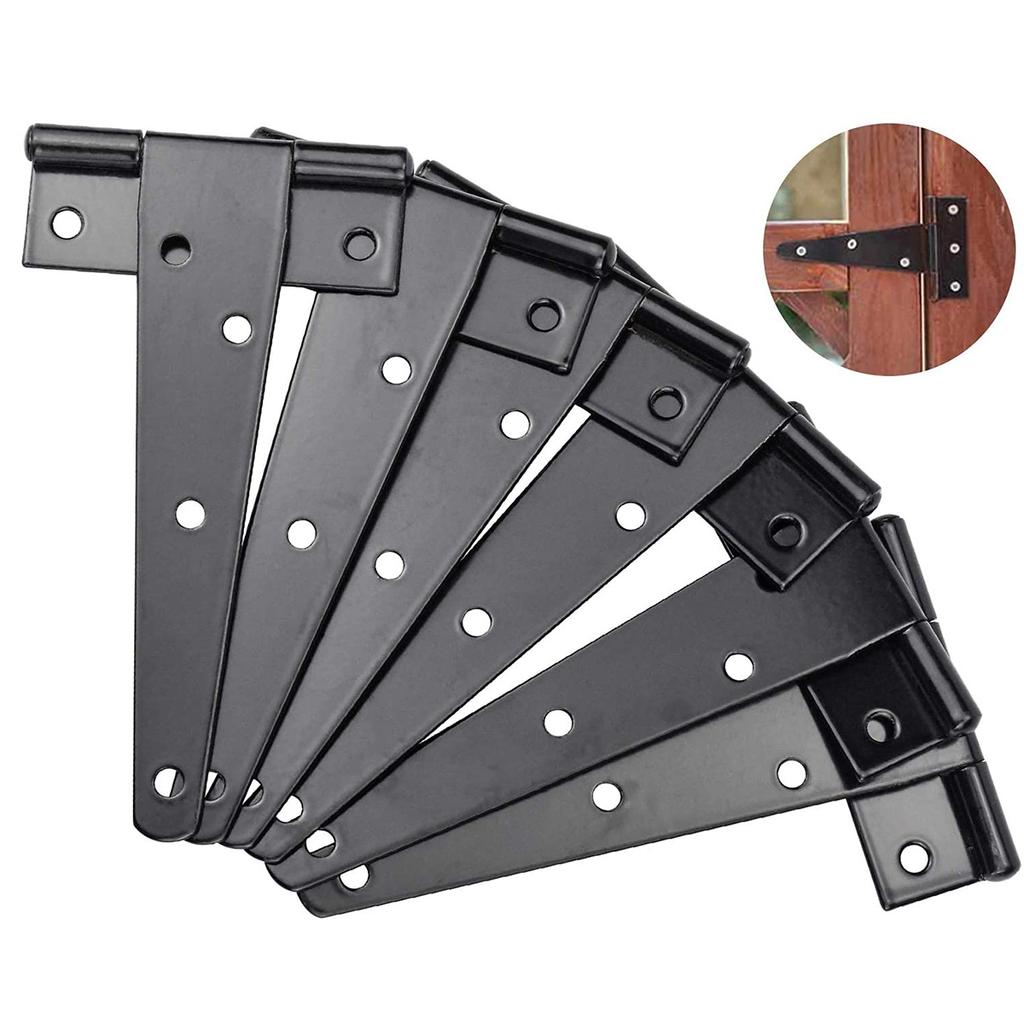 Einfach zu bedienendes 6er-Pack Schwerlast-T-Scharnier, 150 mm 6 Zoll T-Scharnier Metallband T-Scharnier mit Schrauben für Schuppentüren, Gartentor