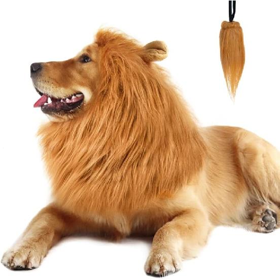 CPPSLEE Lion Mane for Dog Costumes, Realistic Wig for Medium to Large Sized Dogs, Halloween Costumes (Brown) коричневый