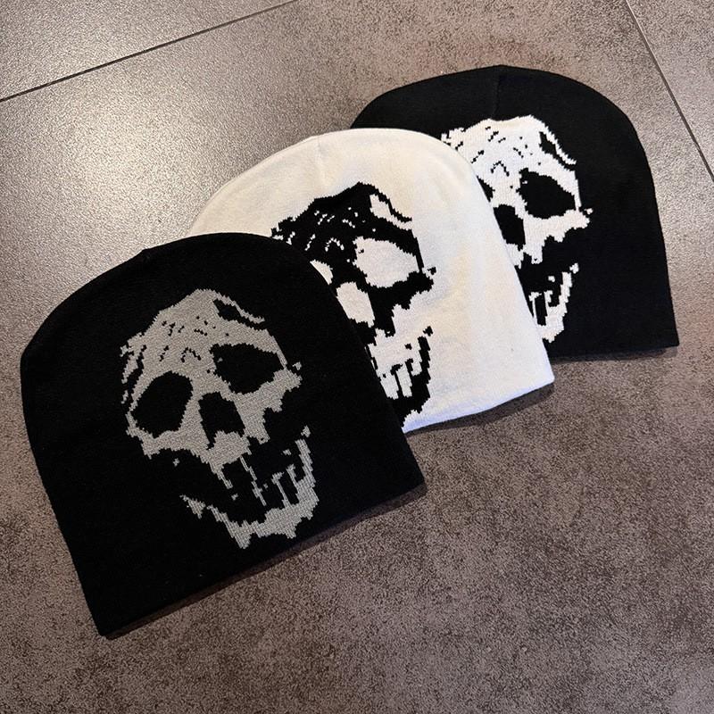 Skull Jacquard Knit Beanie Winter Warm Hat Men Women Outdoor