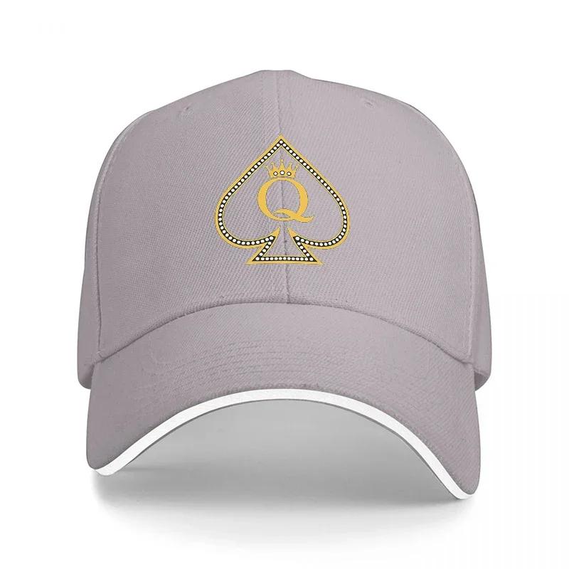 Cappellino da Baseball Nero Ricamato in Oro con Regina di Picche Design Classico Poker Cappello Regolabile Premium per Unisex e Donne